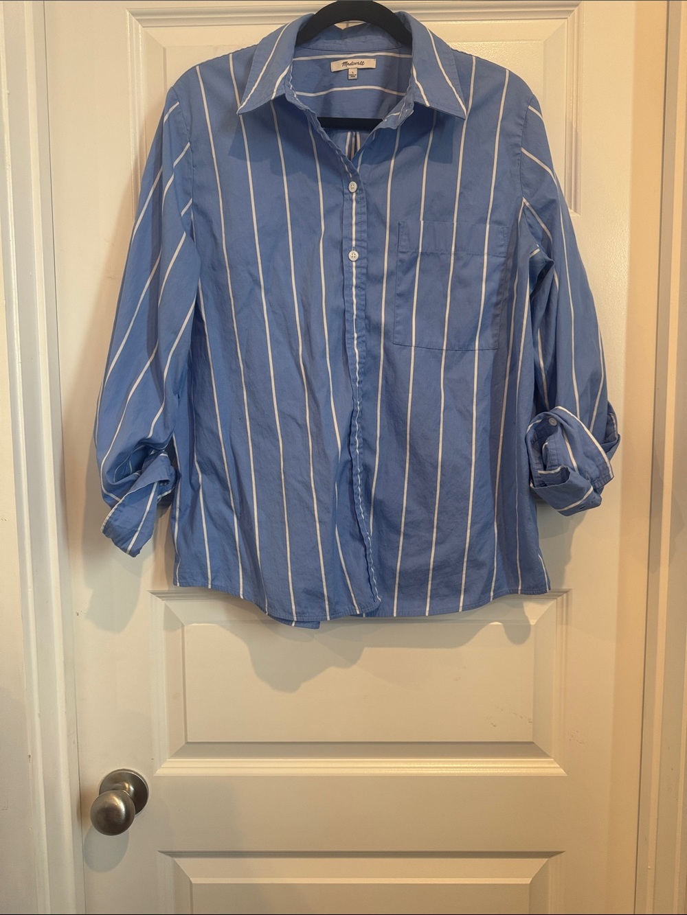 Madewell Blue & White Vertical Stripe Button-Down Shirt - Kids